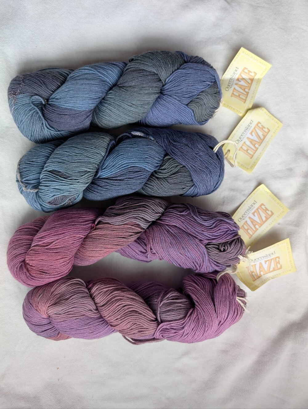 Queensland Haze Yarn Cotton Blend Lavender & Blue Gradients - 4 Skeins